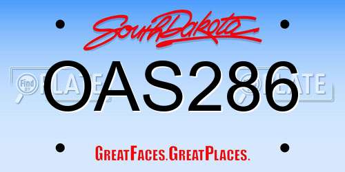 OAS286 South Dakota License Plate
