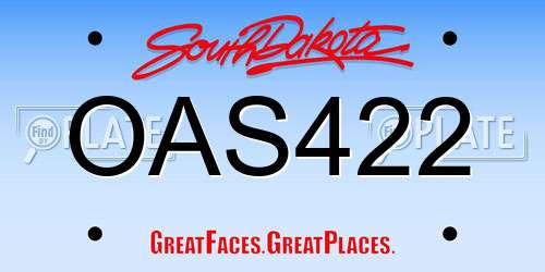 OAS422 South Dakota License Plate