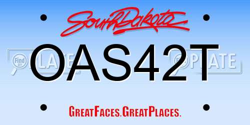 OAS42T South Dakota License Plate