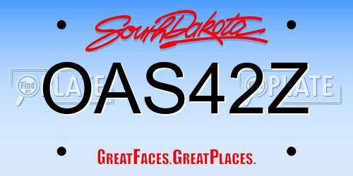 OAS42Z South Dakota License Plate