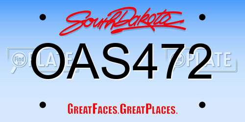 OAS472 South Dakota License Plate