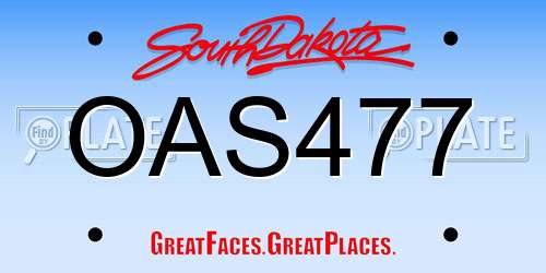 OAS477 South Dakota License Plate
