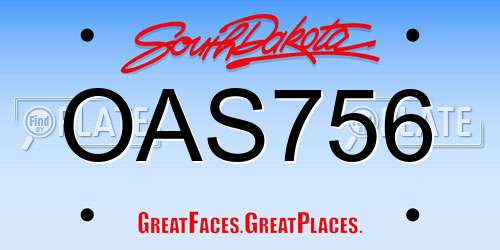 OAS756 South Dakota License Plate