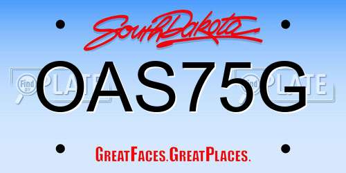 OAS75G South Dakota License Plate