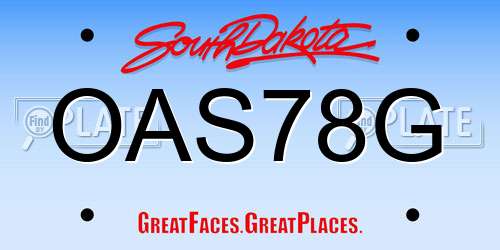 OAS78G South Dakota License Plate