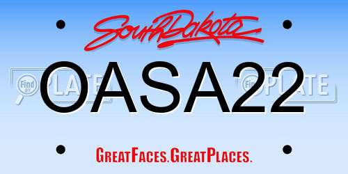 OASA22 South Dakota License Plate