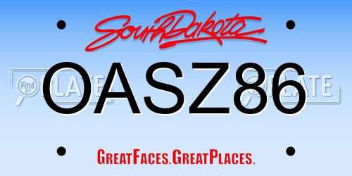 OASZ86 South Dakota License Plate