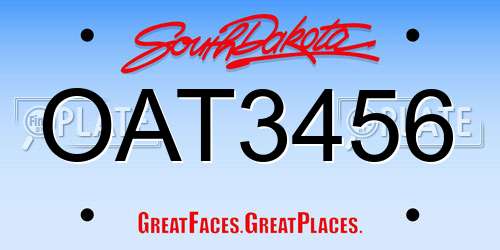 OAT3456 South Dakota License Plate