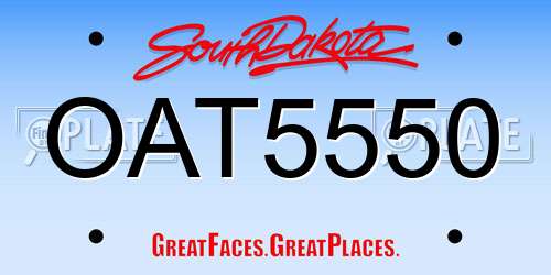 OAT5550 South Dakota License Plate