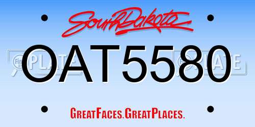 OAT5580 South Dakota License Plate