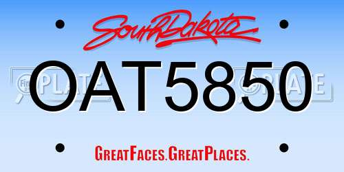 OAT5850 South Dakota License Plate