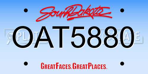 OAT5880 South Dakota License Plate