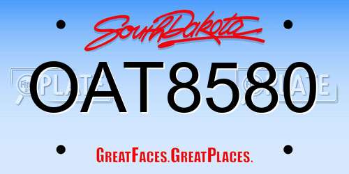 OAT8580 South Dakota License Plate