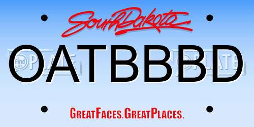 OATBBBD South Dakota License Plate