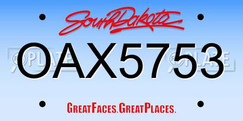 OAX5753 South Dakota License Plate