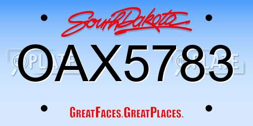 OAX5783 South Dakota License Plate