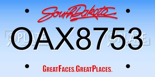 OAX8753 South Dakota License Plate