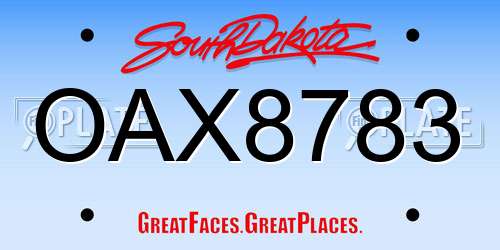 OAX8783 South Dakota License Plate