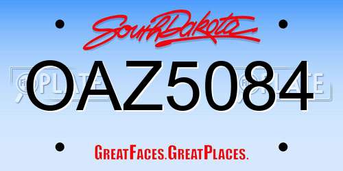 OAZ5084 South Dakota License Plate