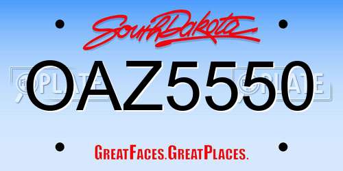 OAZ5550 South Dakota License Plate
