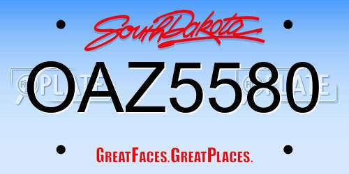 OAZ5580 South Dakota License Plate