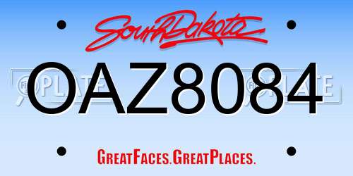 OAZ8084 South Dakota License Plate