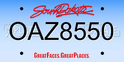 OAZ8550 South Dakota License Plate