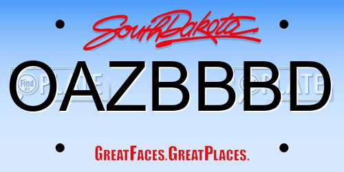OAZBBBD South Dakota License Plate