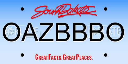 OAZBBBO South Dakota License Plate