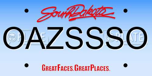 OAZSSSO South Dakota License Plate