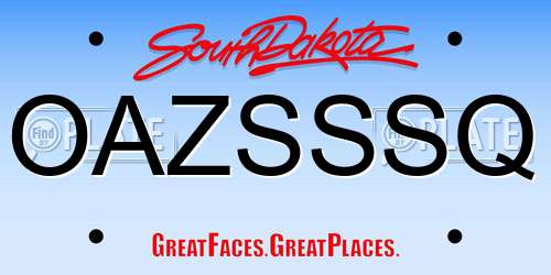 OAZSSSQ South Dakota License Plate