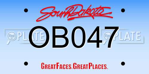 OB047 South Dakota License Plate