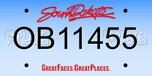 OB11455 South Dakota License Plate