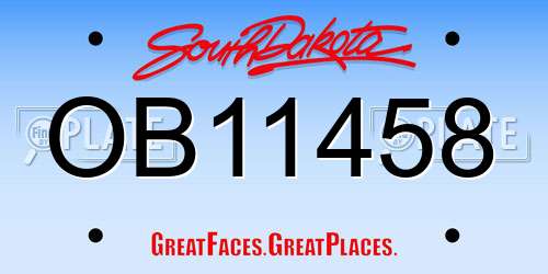 OB11458 South Dakota License Plate