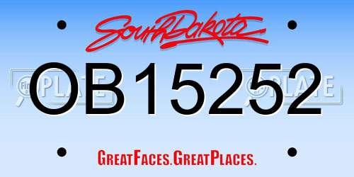 OB15252 South Dakota License Plate