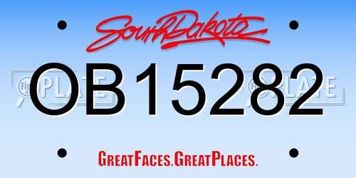 OB15282 South Dakota License Plate