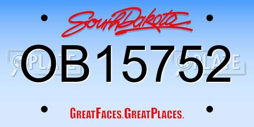OB15752 South Dakota License Plate