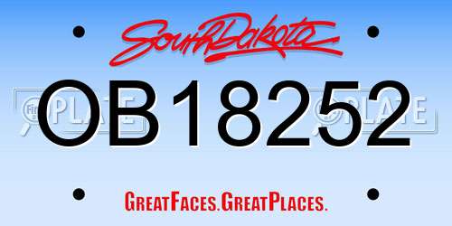 OB18252 South Dakota License Plate