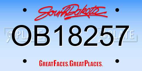 OB18257 South Dakota License Plate