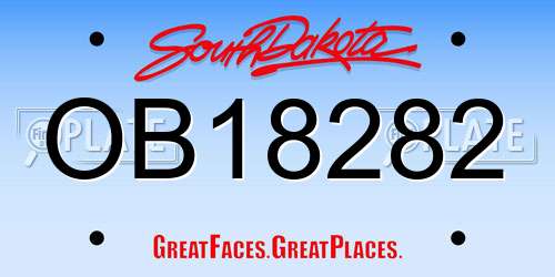 OB18282 South Dakota License Plate