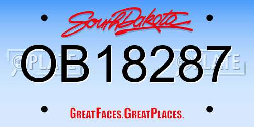 OB18287 South Dakota License Plate