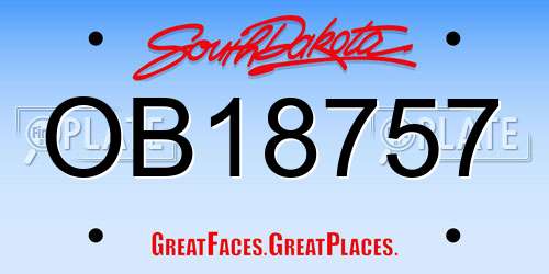 OB18757 South Dakota License Plate