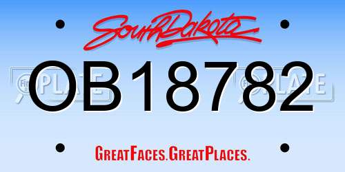 OB18782 South Dakota License Plate