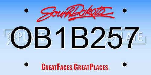 OB1B257 South Dakota License Plate