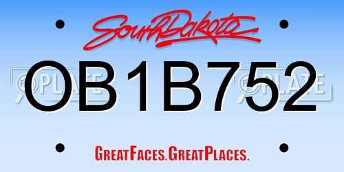 OB1B752 South Dakota License Plate