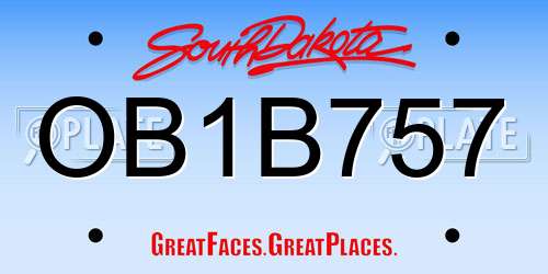 OB1B757 South Dakota License Plate
