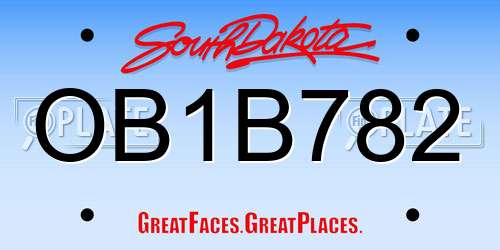 OB1B782 South Dakota License Plate