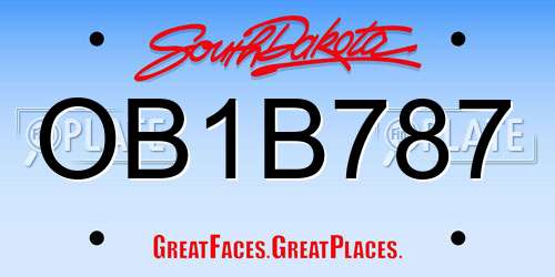 OB1B787 South Dakota License Plate