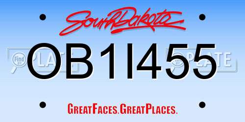 OB1I455 South Dakota License Plate