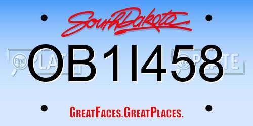 OB1I458 South Dakota License Plate